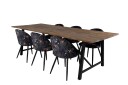 Venture Design Malang & Velvet spisegruppe Natur/flerfarget 6 st stoler & bord 250 x 100 cm