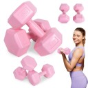 Hex manualer sett 2x4 kg treningsvekter fitness belastning rosa ModernHome
