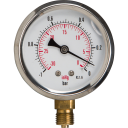 Glyserinmanometer Ø63 RF-hus, 1/4"rg. nedover, -1/+0 bar/psi