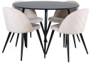 Venture Design Silar & Velvet spisegruppe Beige/svart 4 stoler & bord 100 cm