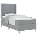  Box Spring Seng med Madrass Lys Grå 90x190 cm Stoff
