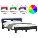 vidaXL Sengeramme med sengegavl og LED svart 150x200 cm 8721012247574