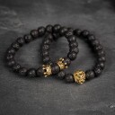 Auxere Lion Crown Double Row Armbånd Stein KXD0206 - Herre