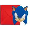 6 stk Invitasjoner med Konvolutter Sonic the Hedgehog