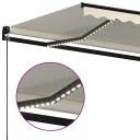 vidaXL Manuell uttrekkbar markise med LED 350x250 cm kremhvit