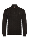 Morris Nathan Cable Half Zip   Brown   S