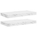  Vegghylle 2 pcs Hvit marmor 50 x 23,5 x 4 cm Konstruert tre