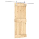 vidaXL Skyvedør Naturlig og Hvit 80 x 210 cm Massiv Furu Tre