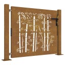 vidaXL Hageport 105x105 cm cortenstål bambusdesign