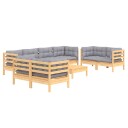 vidaXL Hagesofagruppe med puter 9 deler heltre furu