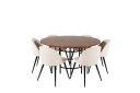 Venture Home Copenhagen Spisegruppe 140 cm Rund med 6 Velvet Stoler Sort