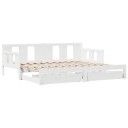  Uttrekkbar dagseng med skuffer hvit 90x190 cm heltre furu