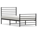 vidaXL Sengeramme i metall med hode- og fotgavl svart 90x190 cm