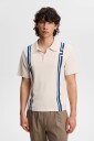 J. Lindeberg Rylan Stripe Knit Golf Polo   Cream   L