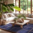 Ryetepper   Lana Natural Cotton Shaggy blå/gul Størrelse: 80 x 150 cm