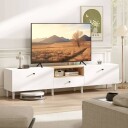 TV stativ for 90 tommers TV er 200 cm hvit oppbevaringshyller