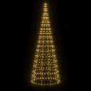 vidaXL Juletrelys på flaggstang 550 LED varmhvit 300 cm