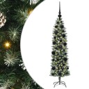  Kunstig Slankt Jule Tre med 150 LED Grønn og hvit 120 cm