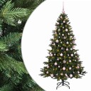 vidaXL Kunstig juletre med julekuler 240 cm 300 LED-lys Varmhvit