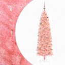 vidaXL Kunstig slankt juletre med juletrekuler 180 cm 300 LED-lys