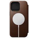 Nomad Lær Flip-deksel til iPhone 15 Pro Max med MagSafe - Brun, 3 kortlommer