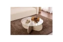 Sofabord Aeris 75 cm med Glassplate - Travertin / Transparent