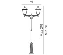 London 492 BIG Lyktestolpe m/2 Lyktehode Høyde 191-279 cm Sort