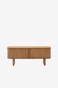 Kave Home   Mailen TV bord med 2 dører i askfinér med mørk finish 120 x 50 cm   Brun