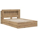 vidaXL Sengramme med oppbevaring og hodegavl Artisan eik 120 x 200 cm