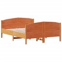vidaXL Sengeramme med hodegavl voksbrun 135x190 cm heltre furu 8721012430273