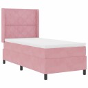  LED Bokspring Seng med Madrass Rosa 100 x 200 cm Fløyel
