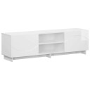 vidaXL TV benk 140 x 34,5 x 40 cm Høyglans hvit Konstruert tre
