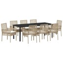  9 Delers Hage Spisebord med puter Beige Poly Rotting