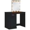  Sminkebord med LED-lys svart 90x42x132,5 cm 8720845437718