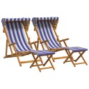 vidaXL Hage Stol 4 pcs 3 Posisjon Solid Eucalyptus Tre Blå og hvit