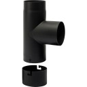 250 mm Metalbestos svart røykrør T-stykke 90° med sotskål