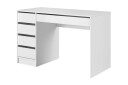 Moon Skrivebord 120 cm med Oppbevaring 5 Skuffer   Hvit/Hvit Høyglans