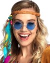 3 stk Runde Hippie Kostymebriller   Blå Svart og Rosa
