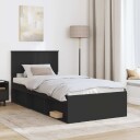  Sengestamme med hodegjerde Svart 90 x 190 cm Konstruert tre