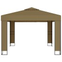 vidaXL Paviljong med dobbelt tak 3x3x2,7 m gråbrun 180 g/m²
