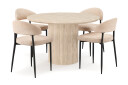 Scandinavian Choice Kopparbo Rundt Spisebord 130cm Travertin look med 4 stk Jairam Matstkolar Beige