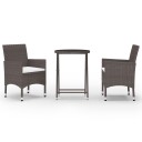 vidaXL Hagebistrosett 3 deler polyrotting og herdet glass brun