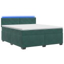 vidaXL Box Spring Seng med Madrass og LED Mørkegrønn 160 x 200 cm