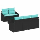 vidaXL Sofa sett 6 stk. 3 Antall seter Svart og tyrkis polyrotting