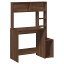  Skrivebord med hyller brun eik 100x45x140 cm konstruert tre