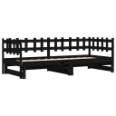 vidaXL Uttrekkbar dagseng svart 2x(90x200) cm heltre furu 8721012233669