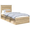  Sengestamme med madrass Sonoma eik 75 x 190 cm Massiv furu