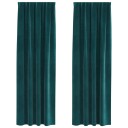  Gardiner med gardiner 2 pcs Mørkegrønn 140 x 260 cm Fløyel