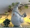 Bordpynt Fugl med grå lue og glitter