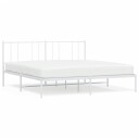 vidaXL Sengeramme i metall med sengegavl hvit 200x200 cm